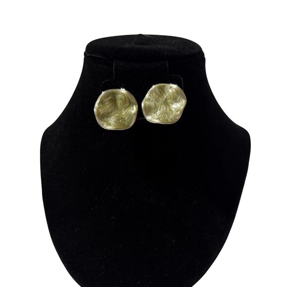 Vintage 1985 Avon Exclusive "Pearlized Ruffle" Circular Earrings - Green | NIB - Picture 3 of 5